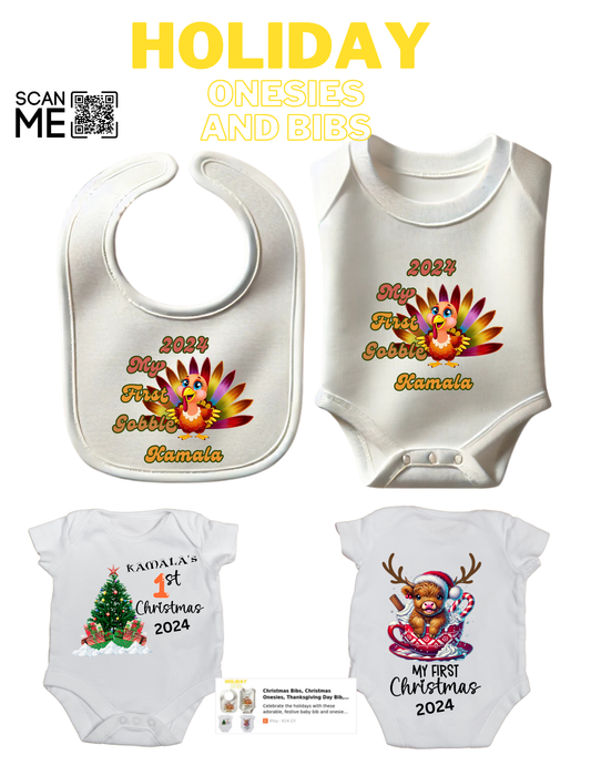 Christmas Bibs, Christmas Onesies, Thanksgiving Day Bib, Thanksgiving Day, Onesies, Holiday Bibs