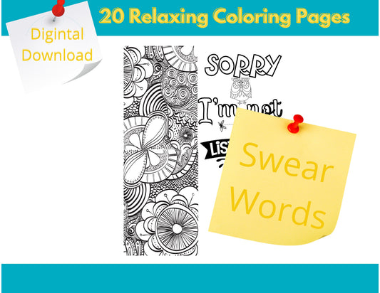 Adult Coloring Page Printable, Swear Words Relaxing Coloring pages, Digital Coloring Book