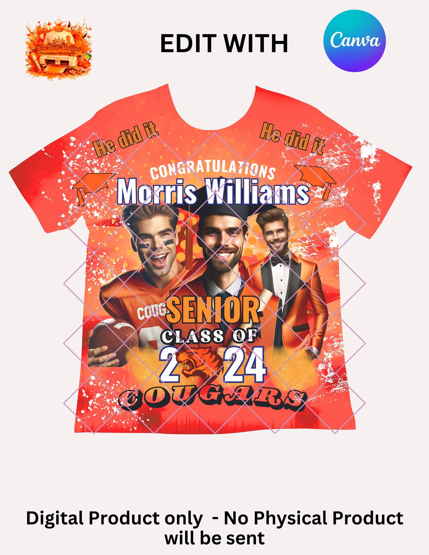 Graduation Template for all over shirt, 2024 Graduation shirt