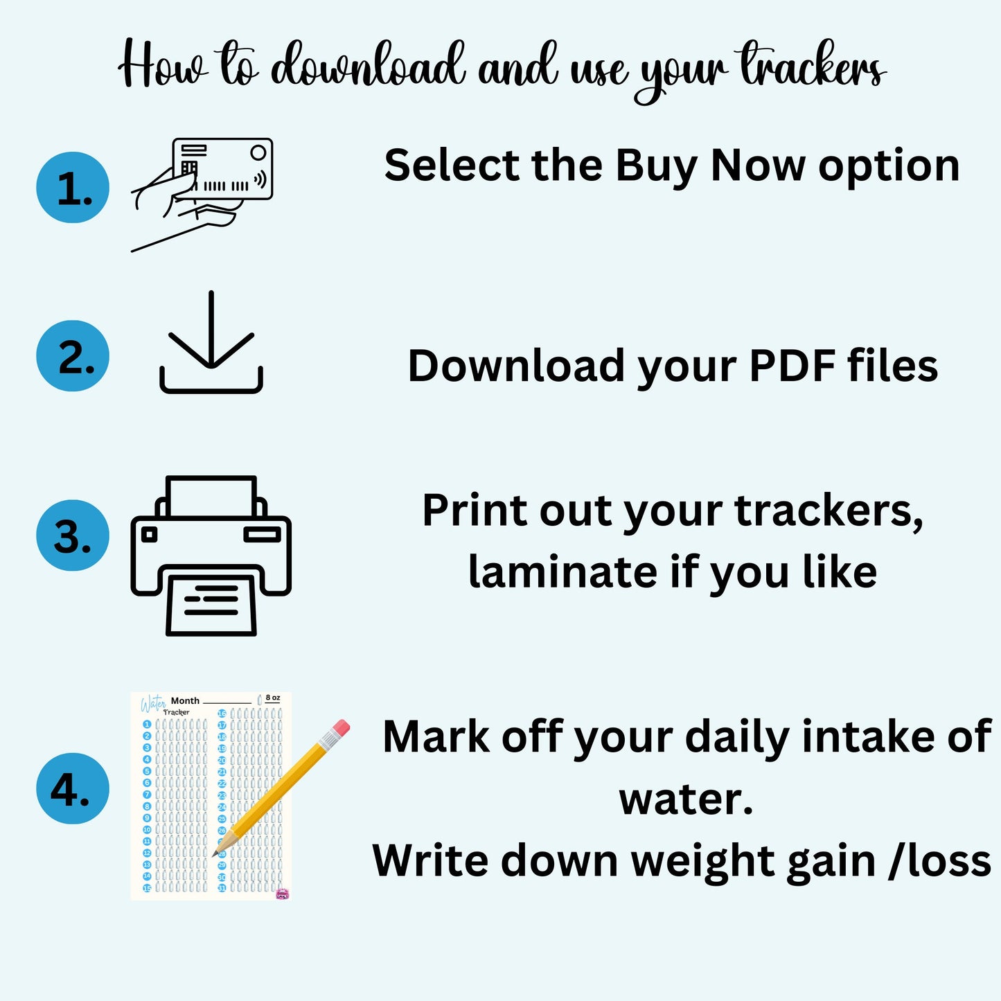 Printable Water Tracker and Weight Loss Tracker Set, Hydration Tracker, Monthly Water Intake