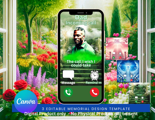 The call I wish I could take, Editable Canva Memorial Sublimation Keychain Template, Memorial Phone Call Design, three backgrounds included.