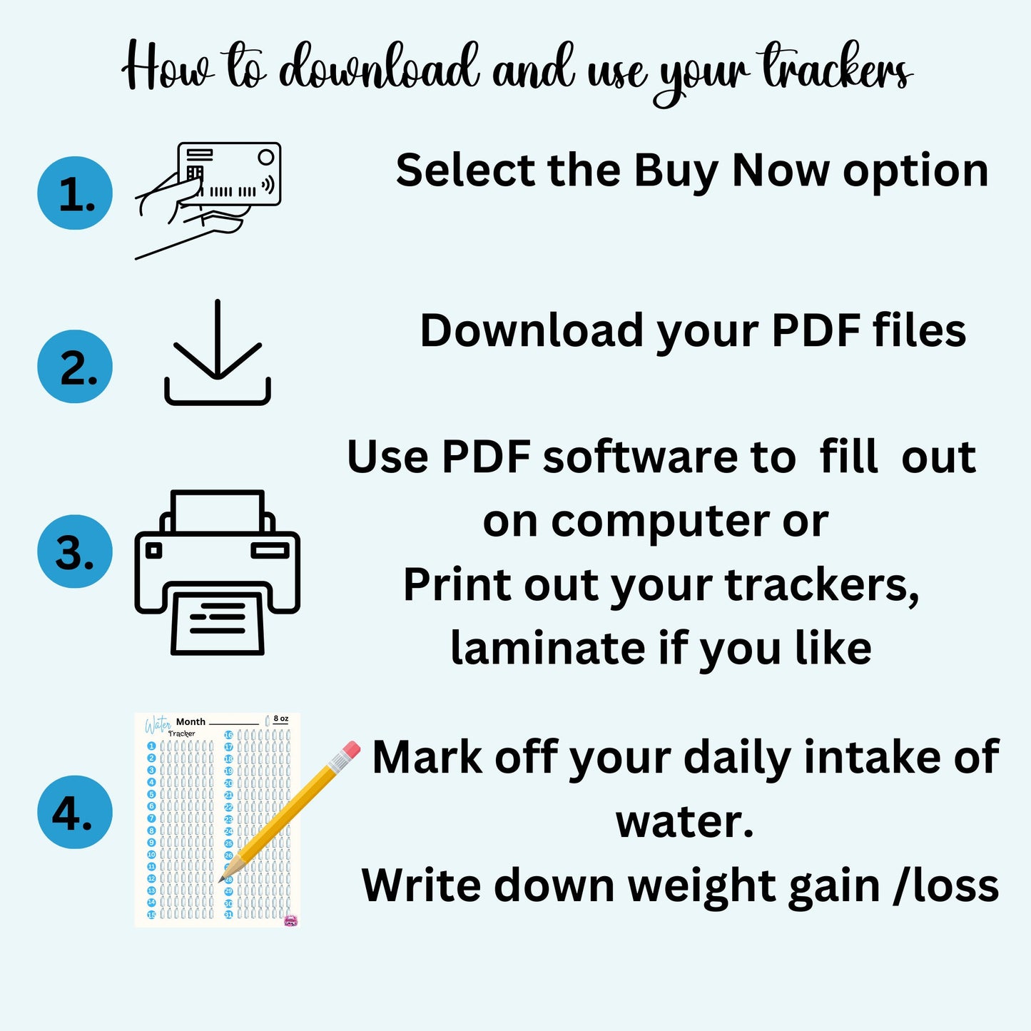 Fillable and Printable Water Tracker and Weight Loss Tracker Set, Hydration Tracker, Monthly Water Intake